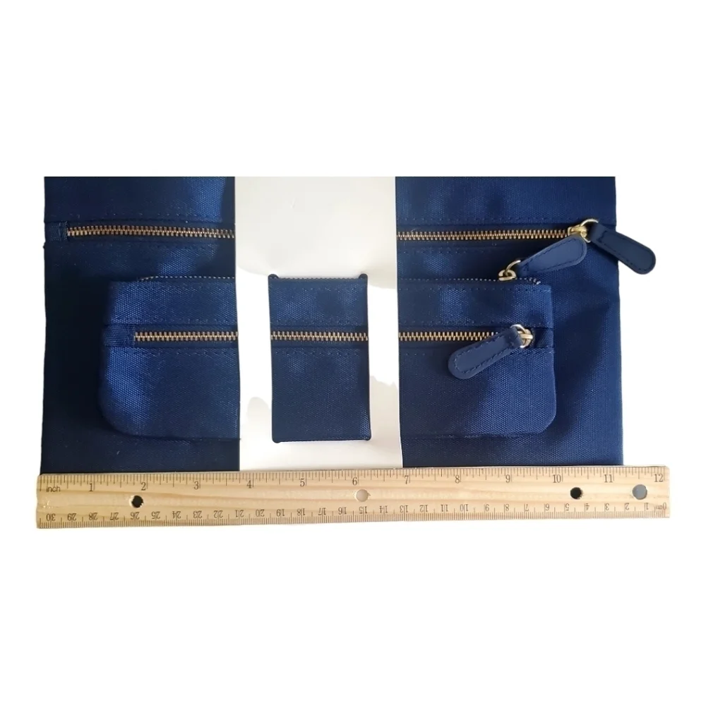 Martha Stewart Office Set 2 Navy Double Zipper Pouches